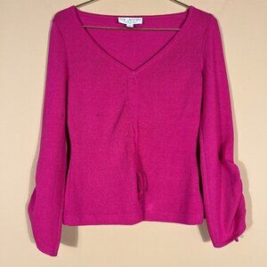 ST JOHN EVENING V-Neck  Long Gathered Sleeves